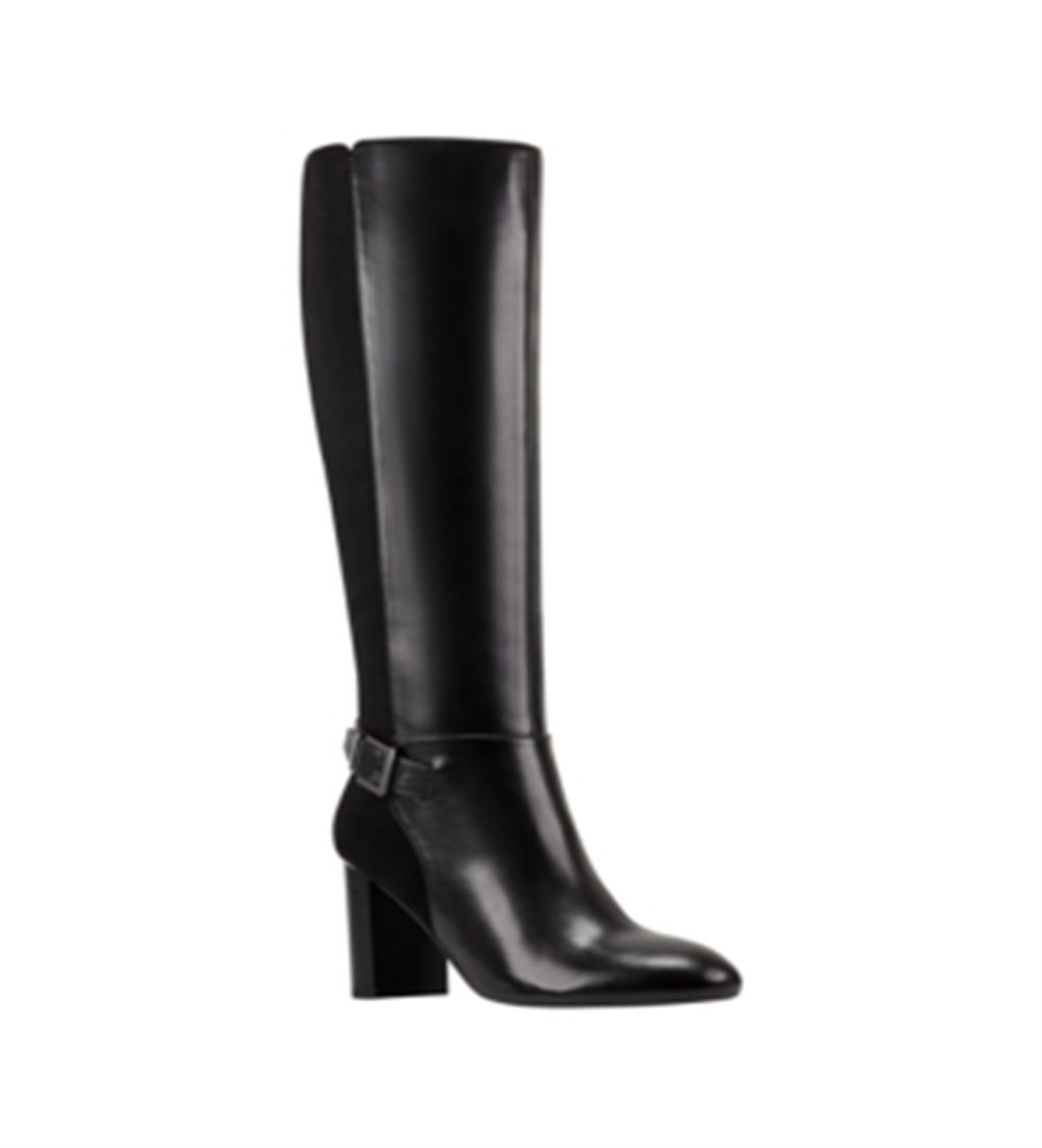 Botas de montaria femininas Bandolino Bilya com zíper até o joelho, pretas, tamanho 7,5 M