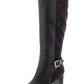 Botas de montaria femininas Bandolino Bilya com zíper até o joelho, pretas, tamanho 7,5 M