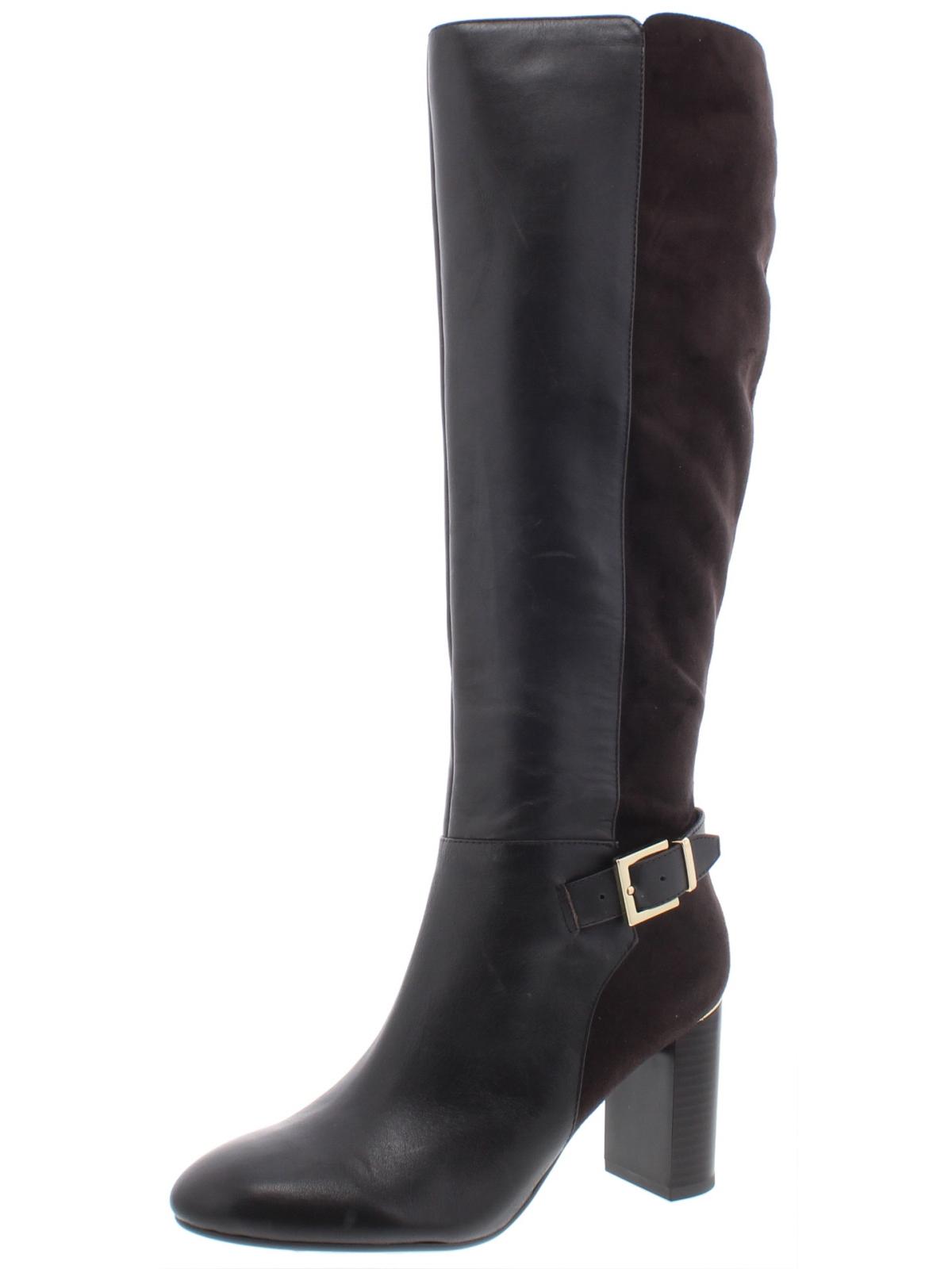 Botas de montaria femininas Bandolino Bilya com zíper até o joelho, pretas, tamanho 7,5 M