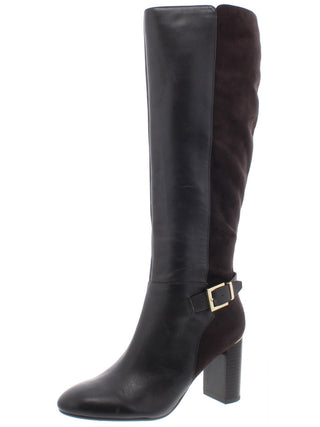 Botas de montaria femininas Bandolino Bilya com zíper até o joelho, pretas, tamanho 7,5 M