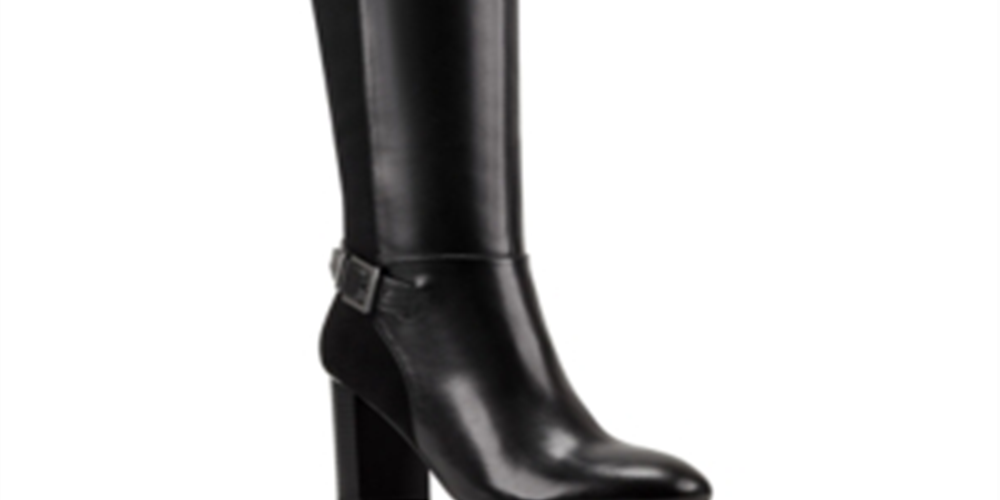 Botas de montaria femininas Bandolino Bilya com zíper até o joelho, pretas, tamanho 7,5 M