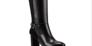 Botas de montaria femininas Bandolino Bilya com zíper até o joelho, pretas, tamanho 7,5 M
