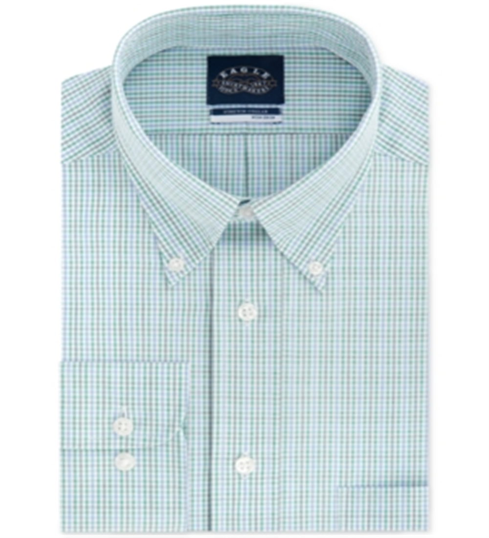 Camisa social masculina Eagle Multi Big &amp; Tall com estampa xadrez verde multicolorido tamanho 17,5-35/36