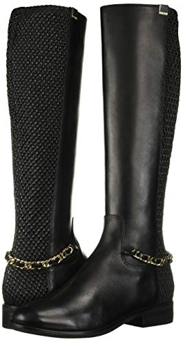 Cole Haan Women's Idina Stretch Boot Leather Round Toe Knee High Fashion Boots Black Size 5.5B