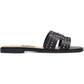 Sandálias de couro femininas Nine West Genesia com detalhes em tachas, marrom, tamanho 6 M