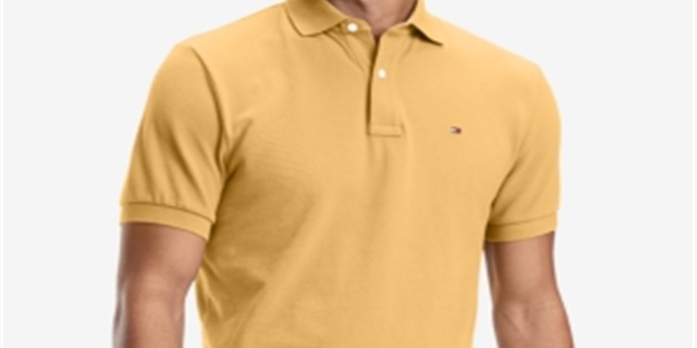 Tommy Hilfiger Polo Masculino Custom Fit Ivy Golden Rod Heather Tamanho Pequeno