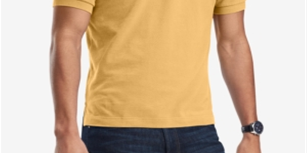 Tommy Hilfiger Polo Masculino Custom Fit Ivy Golden Rod Heather Tamanho Pequeno
