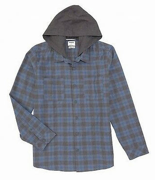 Moletom com capuz masculino Hurley, flanela, estampa xadrez, ajuste clássico, azul-marinho, tamanho pequeno