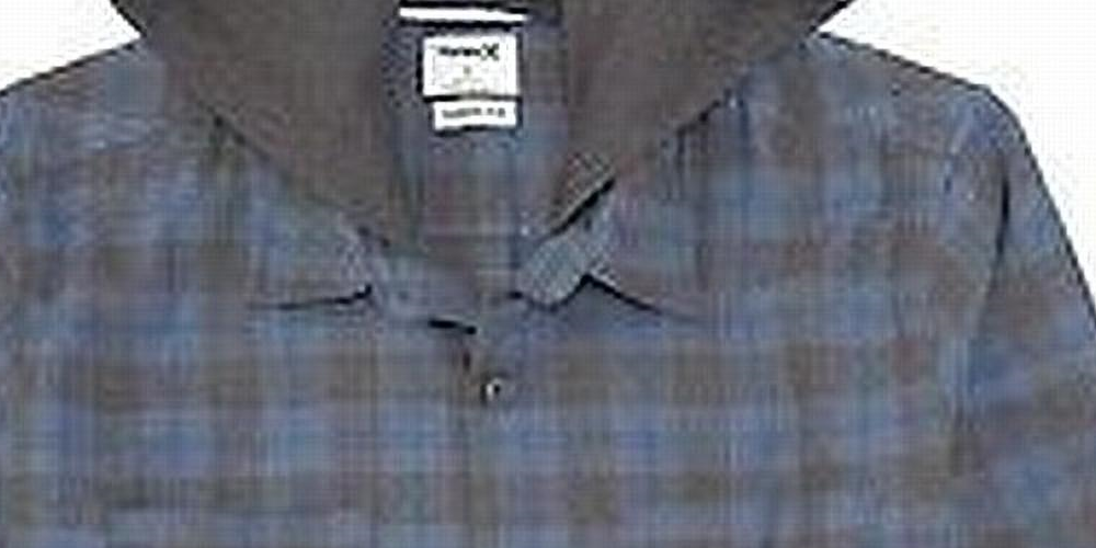 Moletom com capuz masculino Hurley, flanela, estampa xadrez, ajuste clássico, azul-marinho, tamanho pequeno