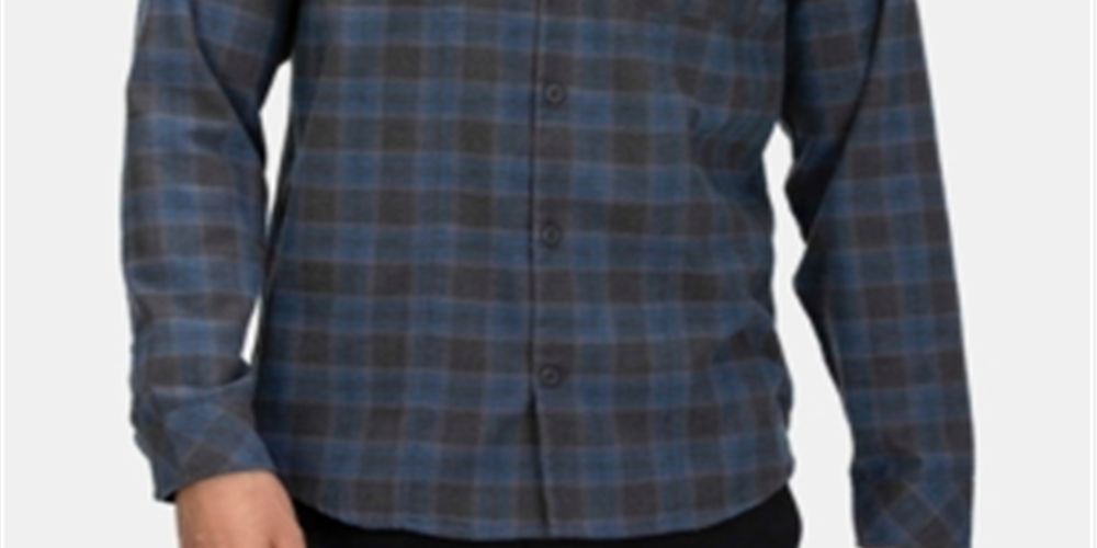 Moletom com capuz masculino Hurley, flanela, estampa xadrez, ajuste clássico, azul-marinho, tamanho pequeno