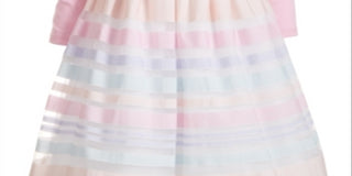 Conjunto de 2 peças de vestido listrado arco-íris e ombros de ombros bordados para meninas Blueberi Boulevard, branco, tamanho 6