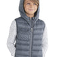 Colete de plumas transformador 2 em 1 para meninos Cubcoats Pimm The Puppy com capuz e pelúcia macia cinza
