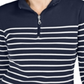 Karen Scott Blusa feminina listrada com zíper e gola alta, azul marinho, tamanho pequeno P