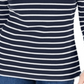 Karen Scott Blusa feminina listrada com zíper e gola alta, azul marinho, tamanho pequeno P