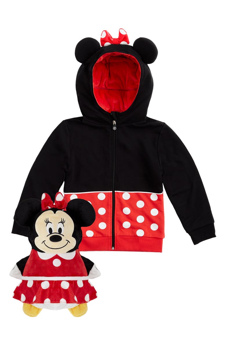 Cubcoats Transformando 2 em 1 Infantil Unissex Disney Minnie Mouse 2 em 1 Bicho de Pelúcia com Capuz Vermelho