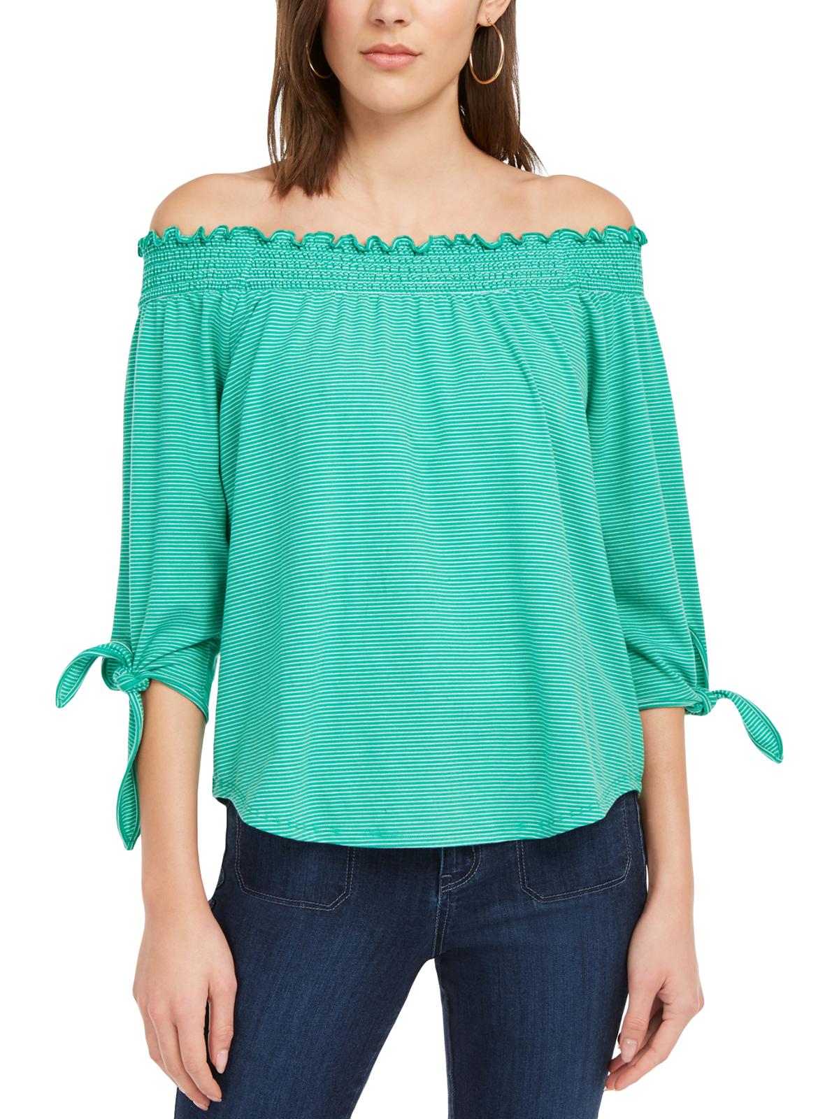 Blusa feminina ombro a ombro Maison Jules, verde, tamanho XL