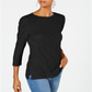 Blusa feminina com manga bufante INC International Concepts, preta, tamanho PP