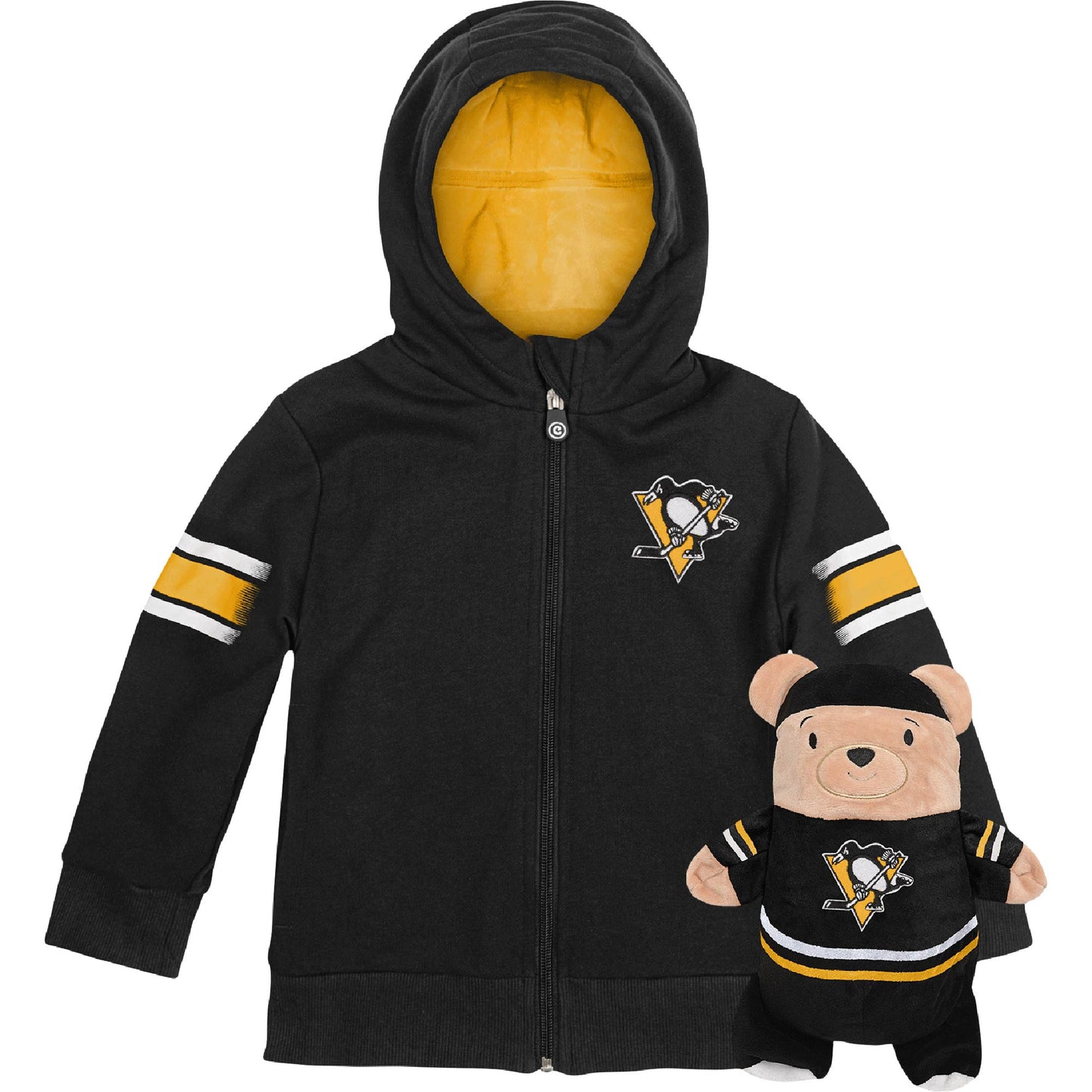 Cubcoats Transforming 2 em 1 Unissex Pré-escolar Preto Pittsburgh Penguins Moletom com Zíper Completo e Pelúcia Macia Preto