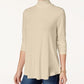Blusa feminina de gola alta JM Collection, marrom, tamanho pequeno