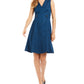 Vestido longo flare com estampa de crocodilo Calvin Klein feminino, azul, tamanho 12