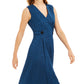 Vestido longo flare com estampa de crocodilo Calvin Klein feminino, azul, tamanho 12