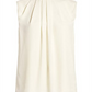 Blusa feminina de cetim de seda georgette com drapeado e pregas St. John Collection, tamanho pequeno, branca