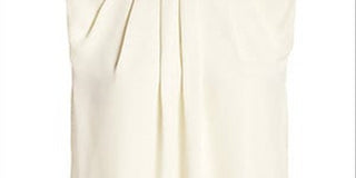 Blusa feminina de cetim de seda georgette com drapeado e pregas St. John Collection, tamanho pequeno, branca