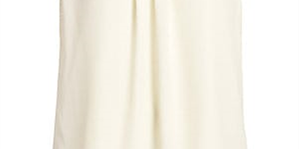 Blusa feminina de cetim de seda georgette com drapeado e pregas St. John Collection, tamanho pequeno, branca