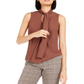 Blusa feminina Bar III com decote em arco, marrom, tamanho XX-S