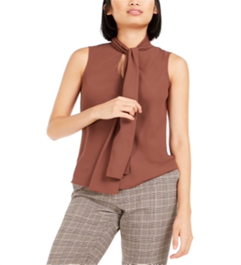 Blusa feminina Bar III com decote em arco, marrom, tamanho XX-S