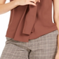Blusa feminina Bar III com decote em arco, marrom, tamanho XX-S