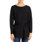 Kenneth Cole New York Túnica feminina The Timeless Knot Front com decote redondo, preta, tamanho XXS