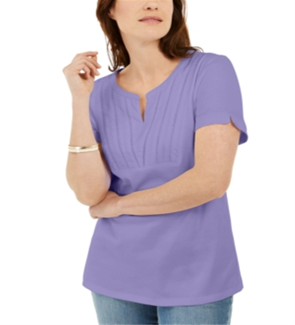 Karen Scott Blusa Feminina com Decote Redondo e Tecido Roxo Tamanho P