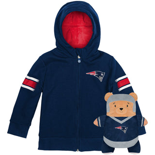 Cubcoats Menino Criança Criança Inglaterra Patriots 2 em 1 Transformando Moletom com Zíper Completo e Pelúcia Macia Azul Marinho Tamanho 2T