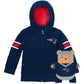 Moletom com capuz e pelúcia macios Cubcoats New England Patriots 2 em 1 para meninos, azul marinho