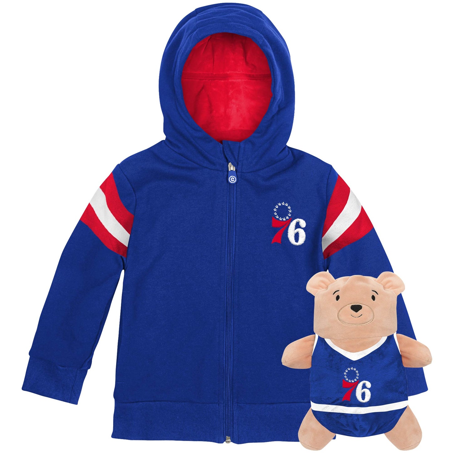 Cubcoats Transforming 2 em 1 Unissex Pré-escolar 76ers Moletom com Capuz e Pelúcia Macia Azul