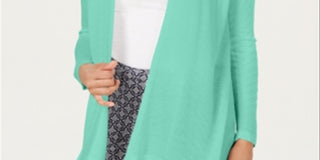 Suéter feminino Charter Club Geo Stitch Completer azul tamanho pequeno