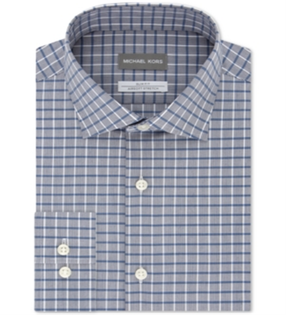 Camisa social masculina slim fit airsoft stretch performance xadrez azul tamanho 15,5 x 34 x 35