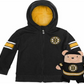 Cubcoat Kid's Toddler Preschool Boston Bruins 2 em 1 com capuz transformador e zíper completo e pelúcia macia, preto