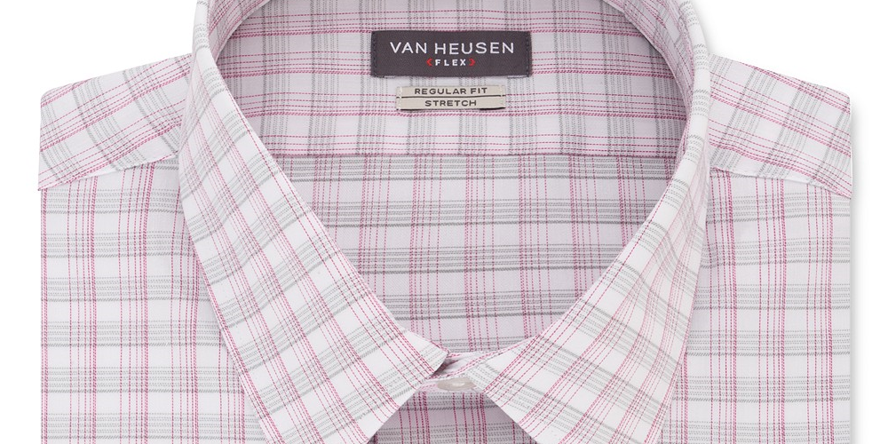 Camisa social xadrez masculina Van Heusen Classic Regular Fit, sem rugas, com gola flexível e elástica, tamanho cinza, 16,5 x 32 x 33