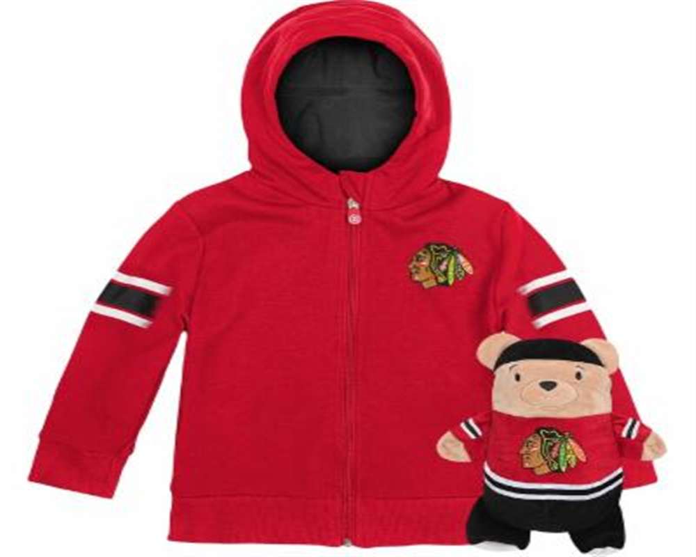 Cubcoats Transforming 2 em 1 para crianças, unissex, pré-escolar, vermelho, Chicago Blackhawks, moletom com zíper completo e pelúcia macia, vermelho