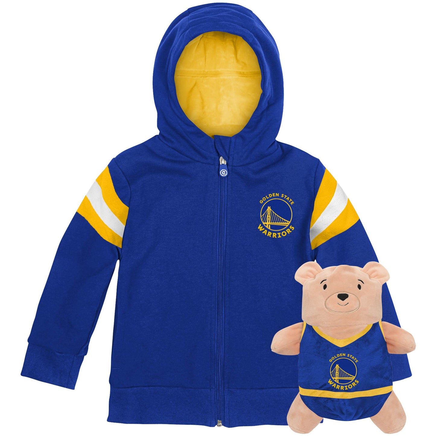 Cubcoats Menino Pré-escola Golden State Warriors 2 em 1 Transformando Moletom com Zíper Completo e Pelúcia Macia Tamanho Real 6-7