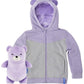 Cubcoats Toddler Big Girl's Bori the Bear 2 em 1 Bicho de pelúcia com capuz roxo