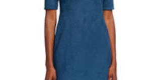 Vestido de festa feminino Anne Klein, azul-petróleo, manga 3/4, comprimento até o joelho, tamanho 4