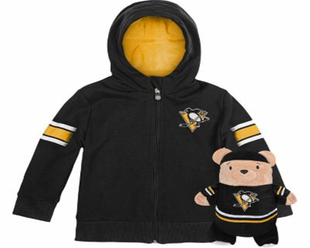 Cubcoats Transforming 2 em 1 Unissex Pré-escolar Preto Pittsburgh Penguins Moletom com Zíper Completo e Pelúcia Macia Preto