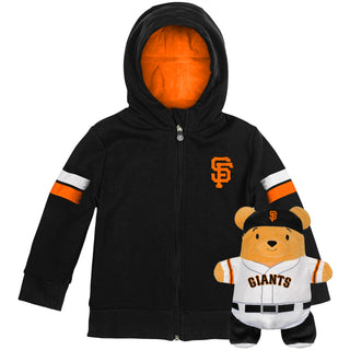 Moletom com capuz e pelúcia macios Cubcoats para meninos pré-escolares San Francisco Giants 2 em 1 com zíper completo e transformação, preto