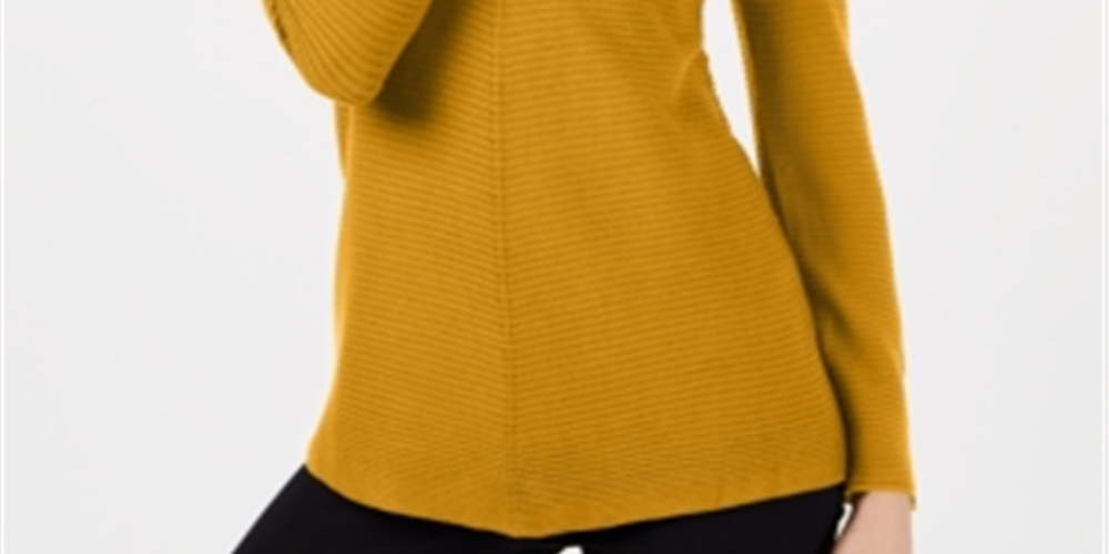 Suéter feminino Alfani com detalhe de pressão, amarelo, tamanho médio