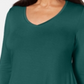 JM Collection Top feminino com decote em V e bainha em lenço, verde, tamanho grande