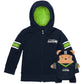 Moletom com capuz e pelúcia macios Cubcoats para meninos, Seattle Seahawks 2 em 1, com zíper e transformação, azul