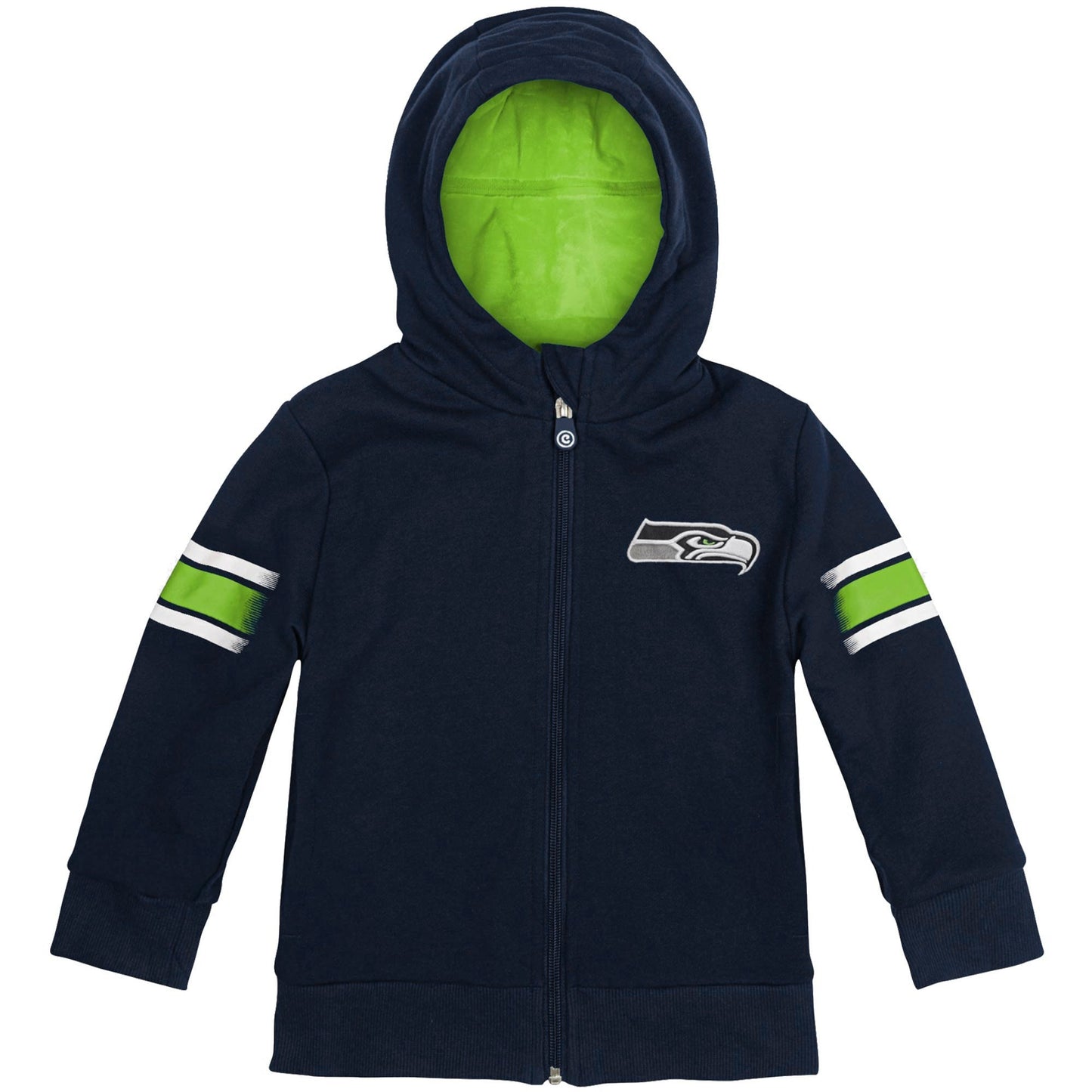 Moletom com capuz e pelúcia macios Cubcoats para meninos, Seattle Seahawks 2 em 1, com zíper e transformação, azul